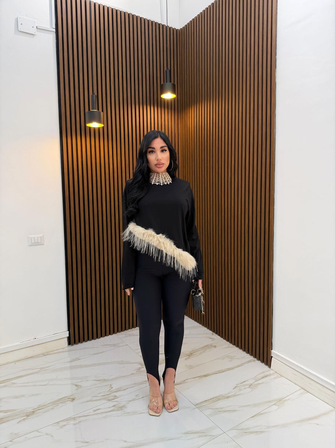 LEGGINS CON GHETTE NERO