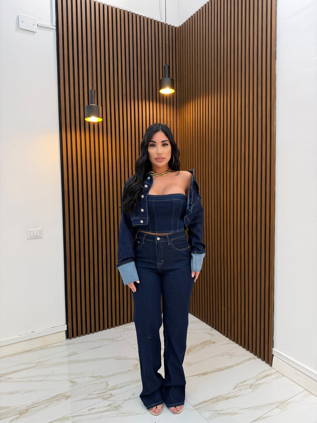 CORDINATO 3 PZ IN DENIM