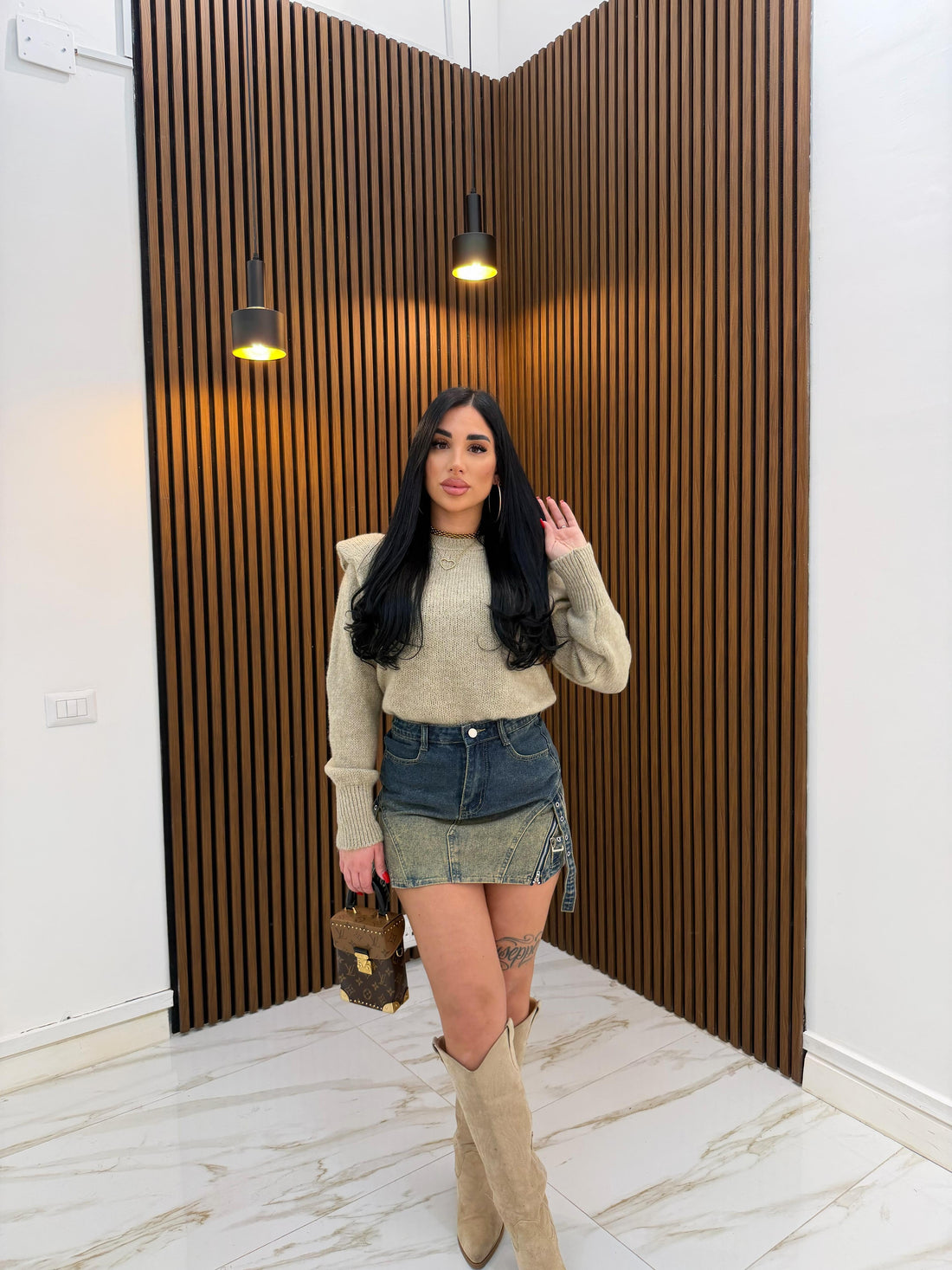 GONNA CON FIBIE IN DENIM