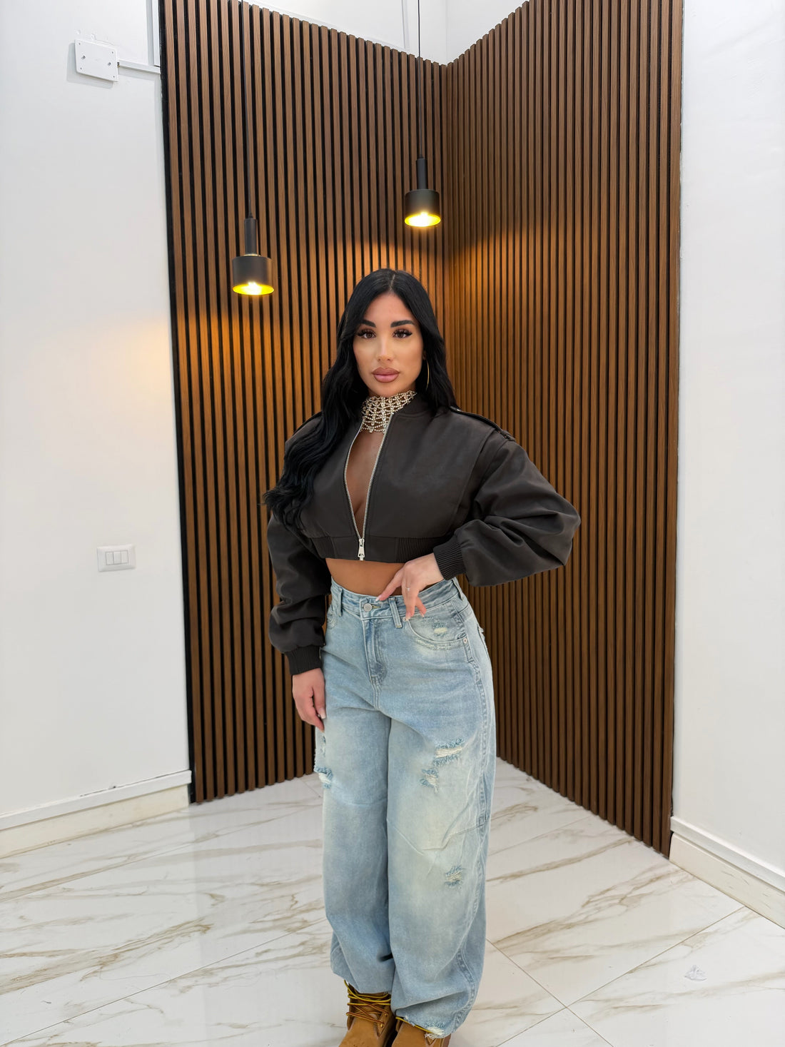 GIUBBINO CROP MARRONE